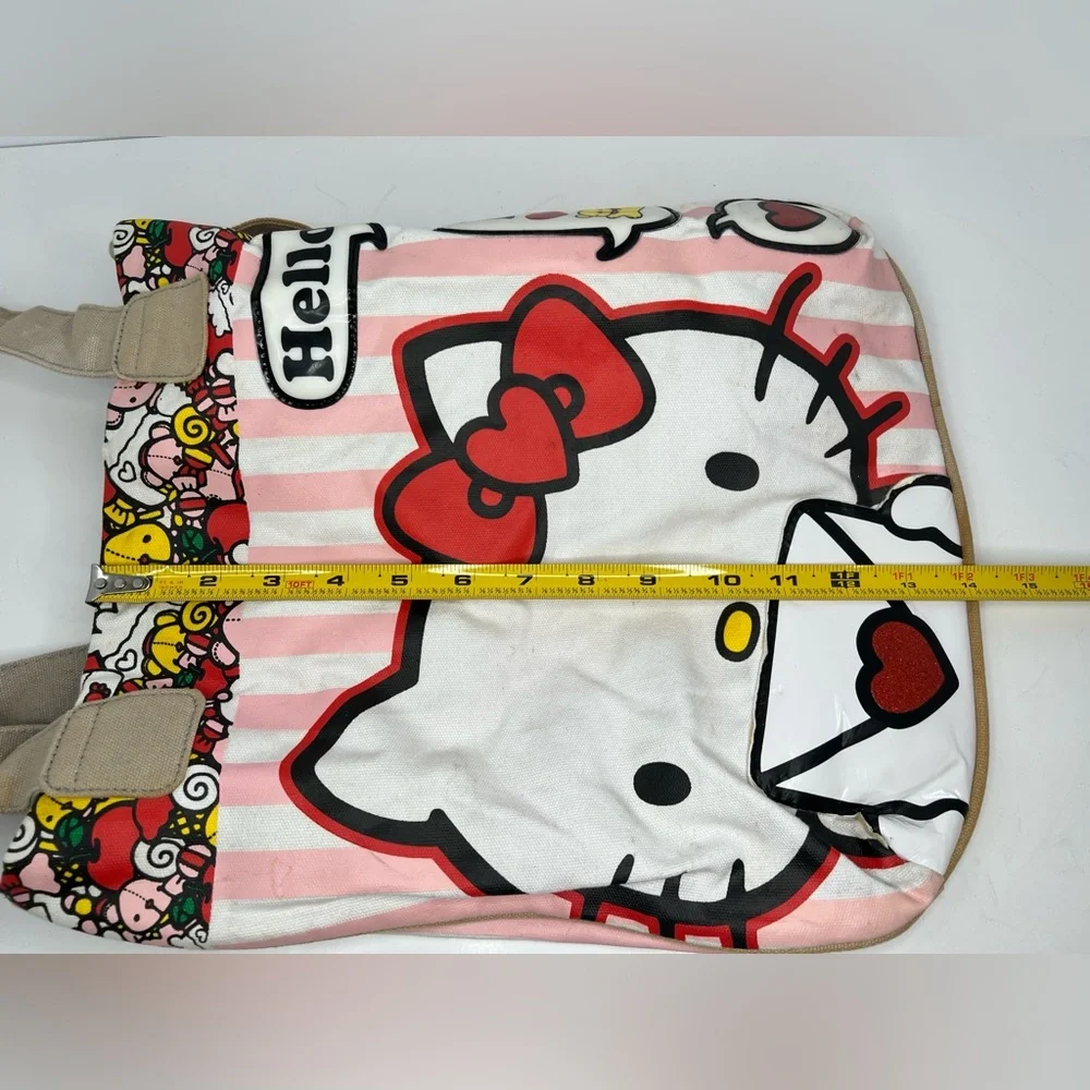 Hello Kitty Loungefly Tote Canvas Faux Leather Open Top Bag VINTAGE - Picture 10 of 12